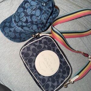 Coach Women’s Signature Denim Bag and Cap Set